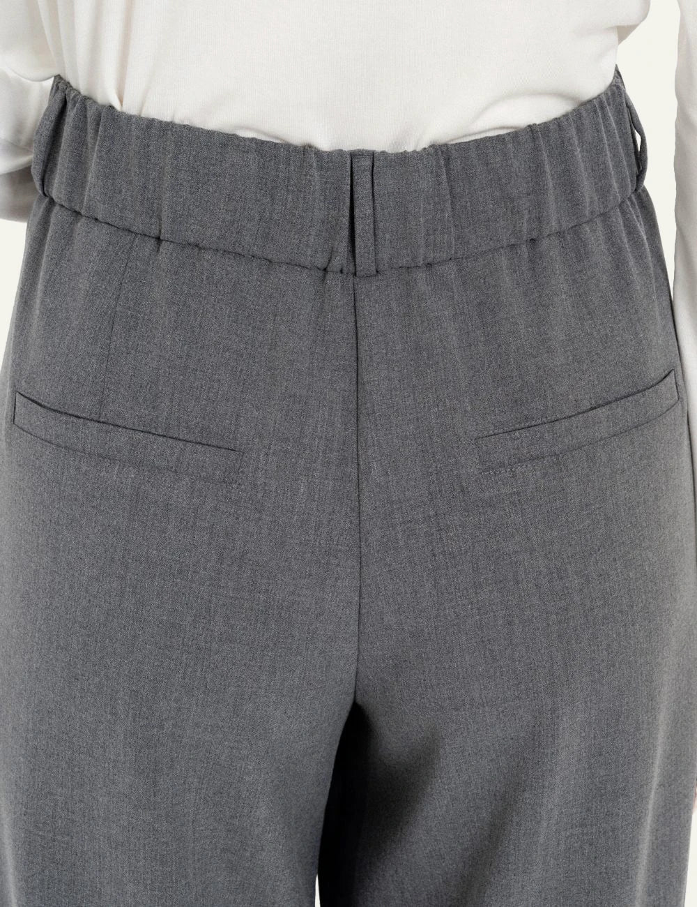 Philosophy grey light T/R pleated wide leg pants for women waist details 