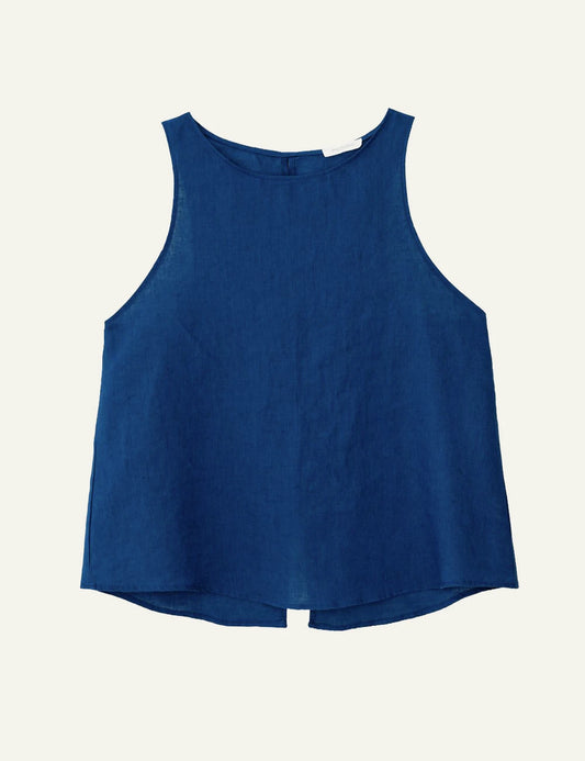 Philosophy halter neck top blue front flat