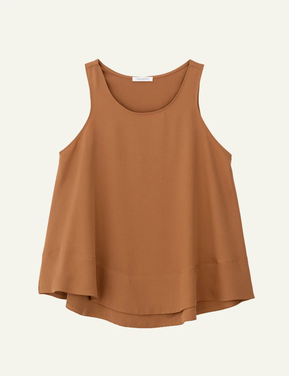 Philosophy halter neck blouse camel sleeveless loose front view