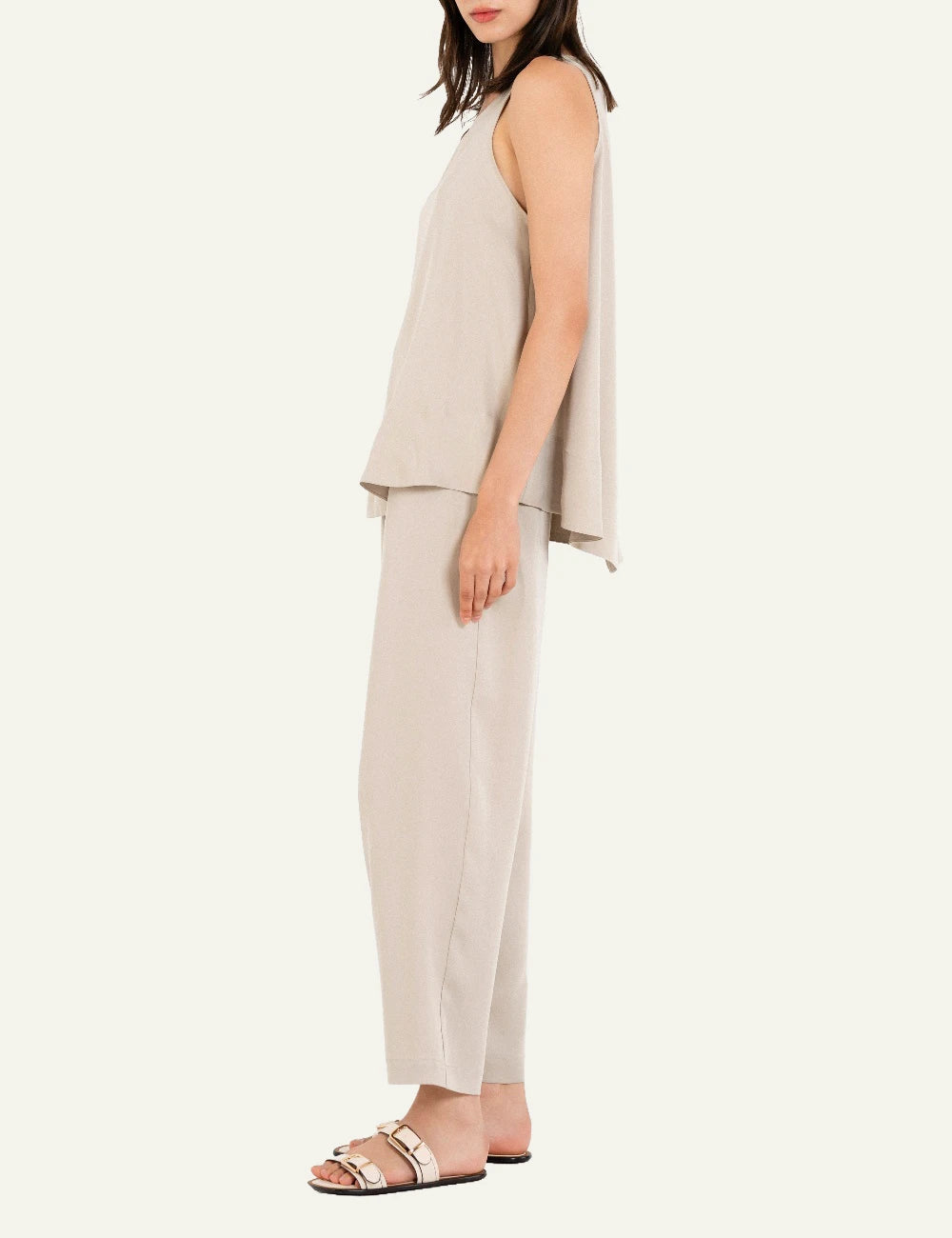 Philosophy halter neck blouse light beige sleeveless loose side view
