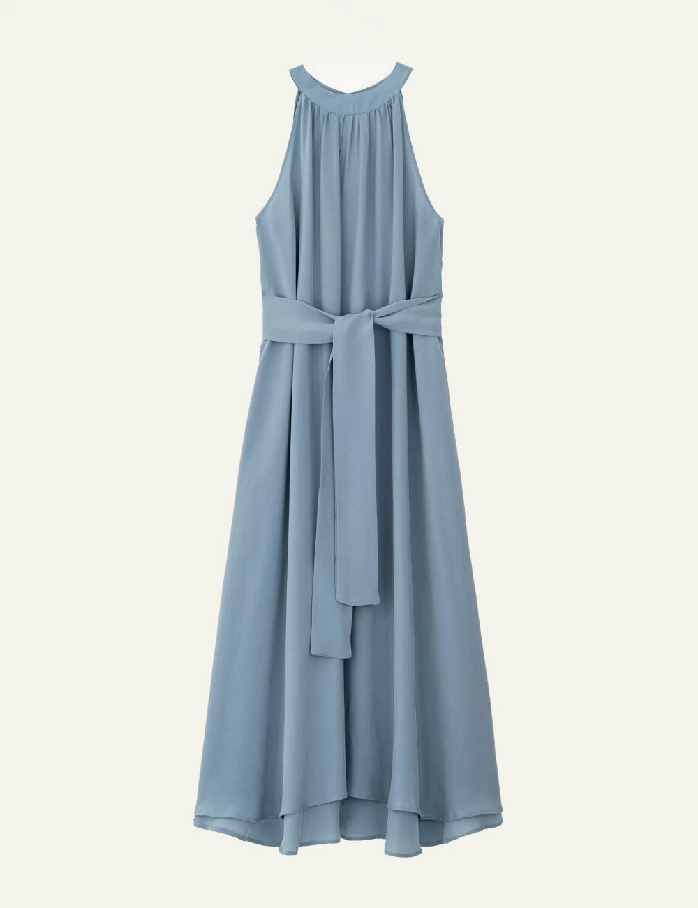 Philosophy halter neck maxi dress dusty blue front flat view