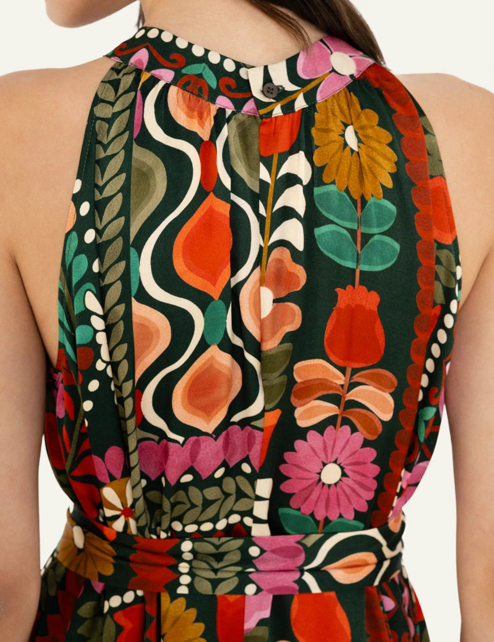 Philosophy halter neck maxi dress multicolor floral print back view