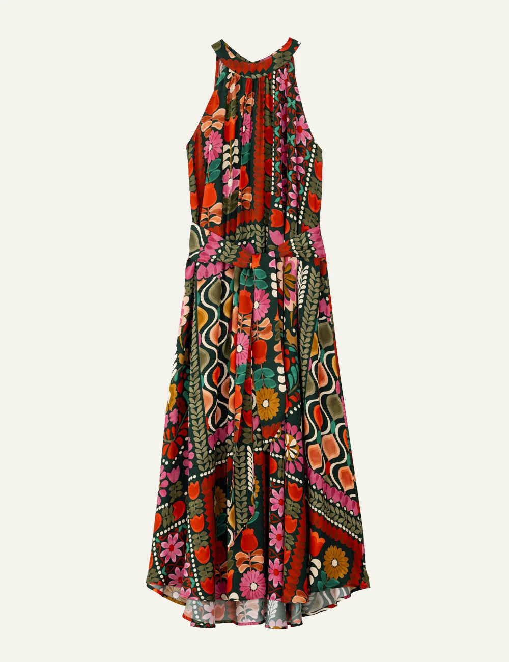 Philosophy halter neck maxi dress multicolor floral print front flat view