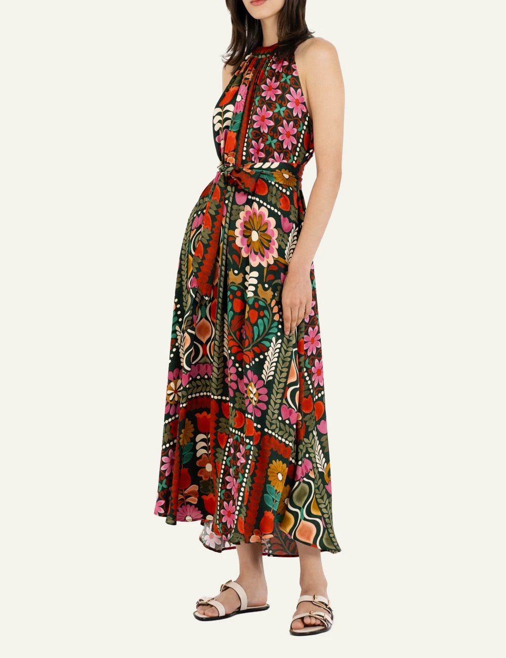 Philosophy halter neck maxi dress multicolor floral print side view