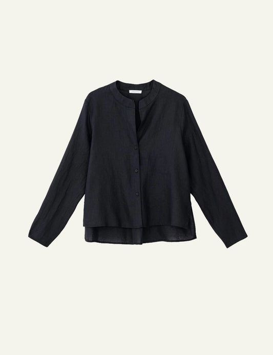 Philosophy linen cropped shirt black front view