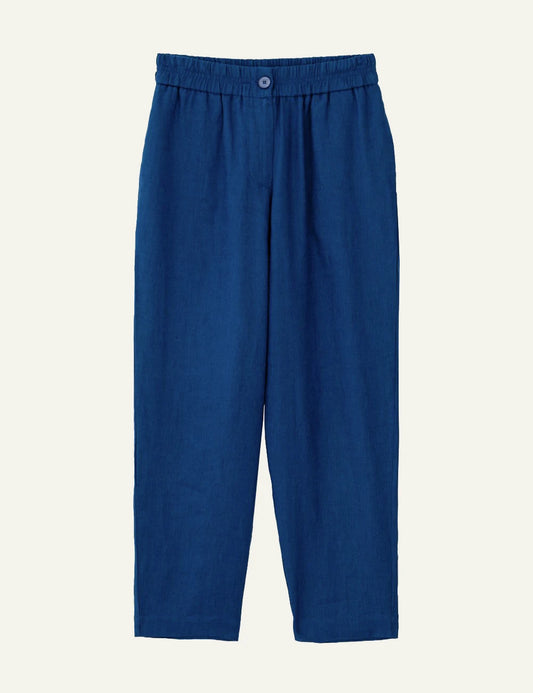 Philosophy linen jogger pants blue flat front view