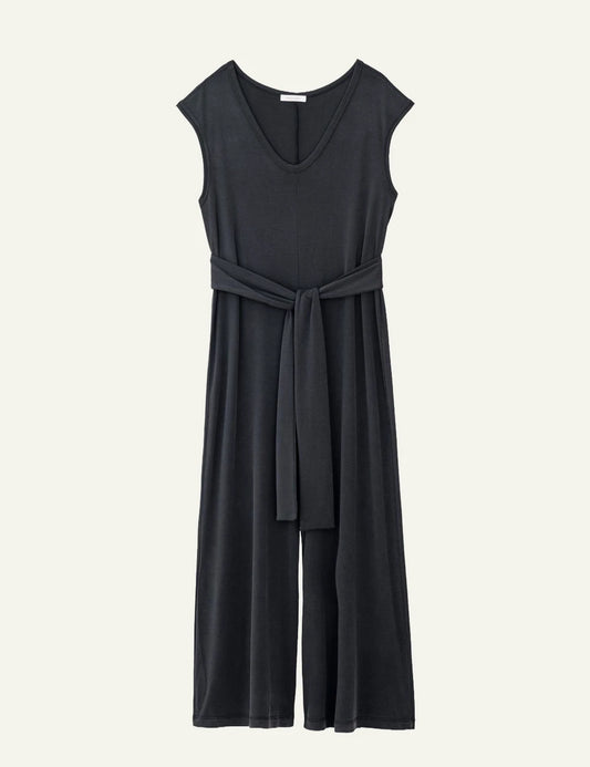 Philosophy linen jumpsuit black front full view