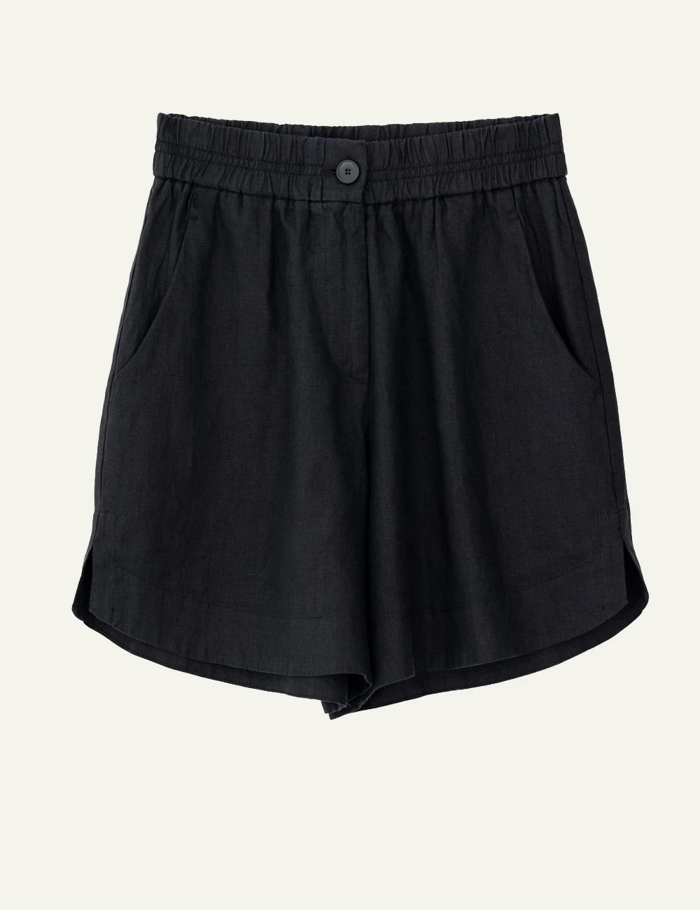 Philosophy linen shorts black relaxed summer shorts front flat view