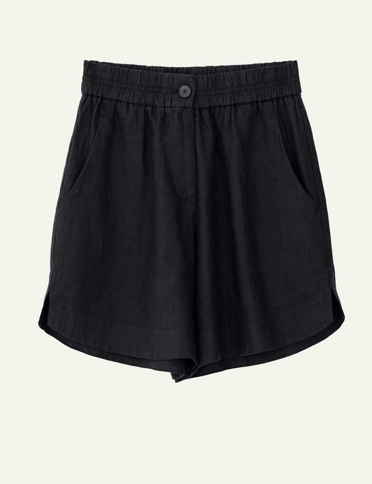 Philosophy linen shorts black relaxed summer shorts front flat view