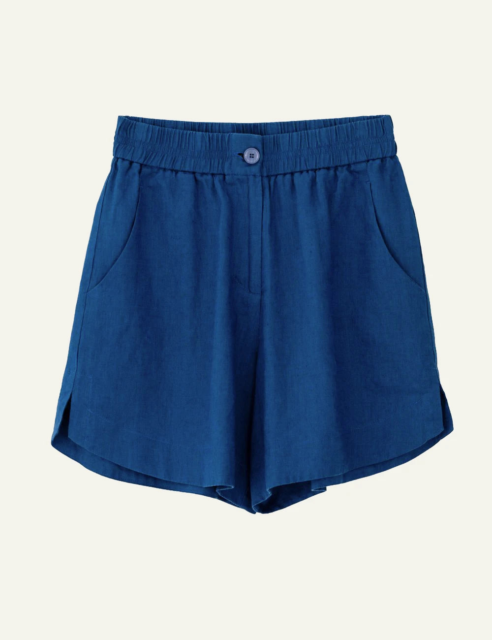 Philosophy linen shorts blue relaxed summer shorts front flat view