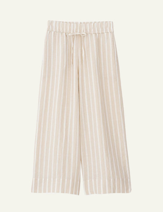 Philosophy linen striped jupe culotte beige front flat view