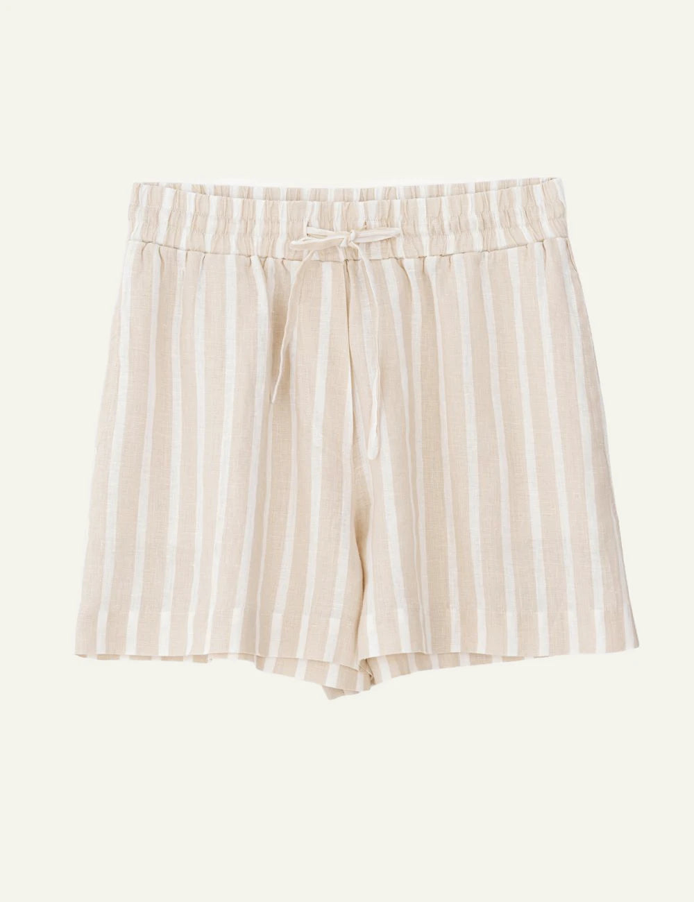 Philosophy linen striped shorts light beige front flat view