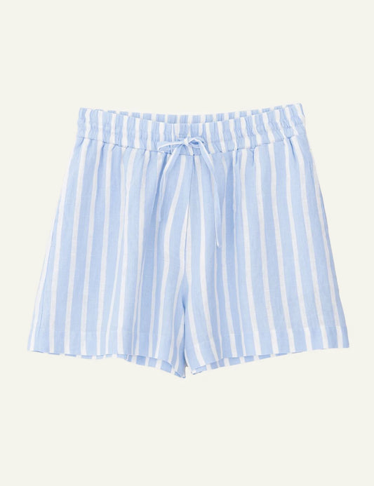 Philosophy linen striped shorts light blue white front flat view