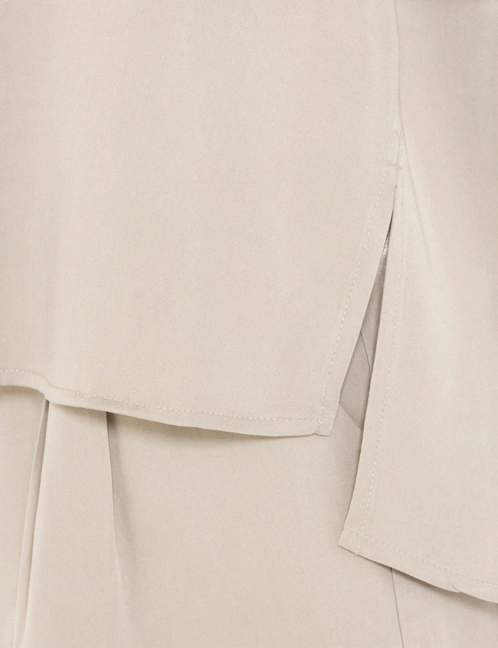 Philosophy lyocell shirt light beige short sleeve shirt side detail view