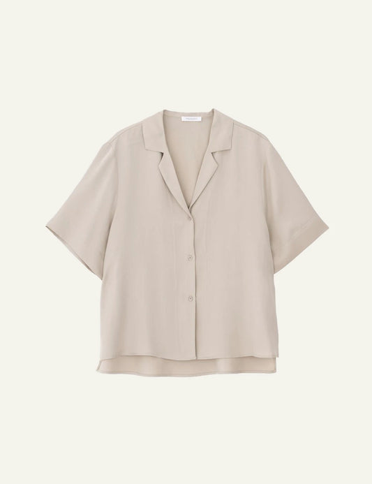 Philosophy lyocell shirt light beige short sleeve shirt front flat view