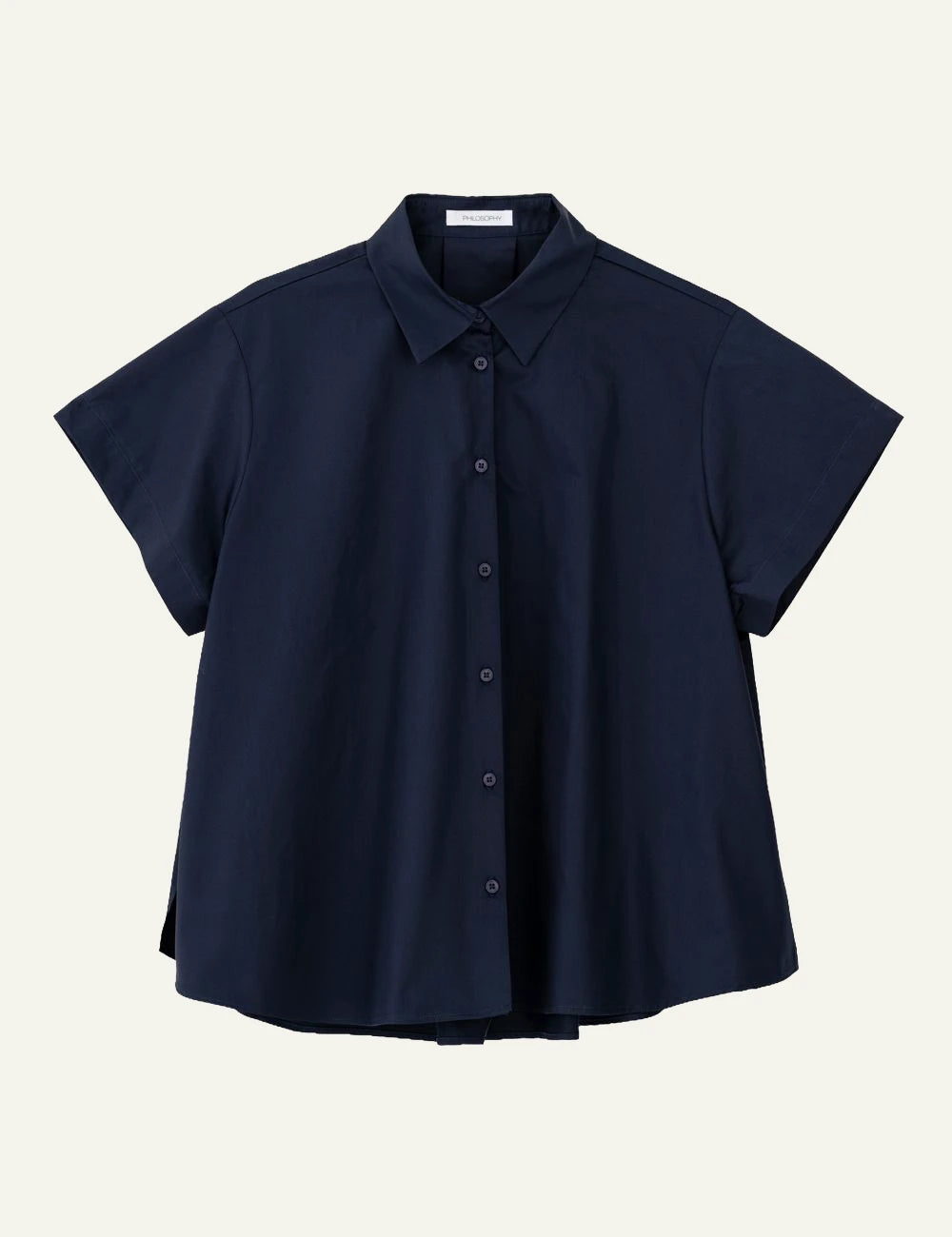 Philosophy navy short sleeve shirt button front clean view