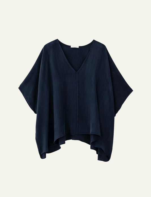 Philosophy oversized blouse dark blue v-neck front view