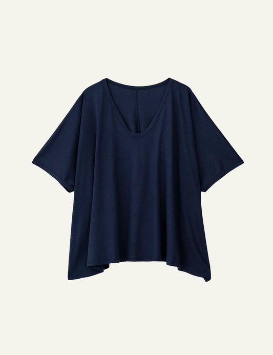 Philosophy oversized blouse dark blue v-neck front flat view