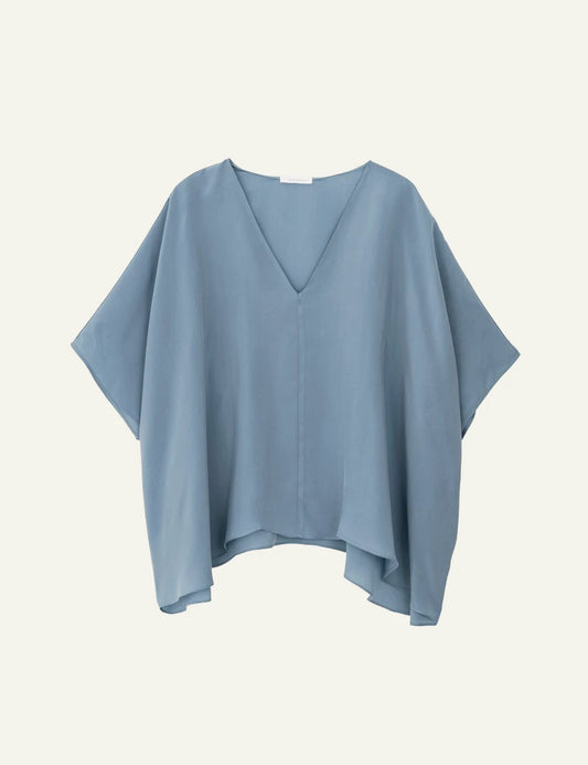 Philosophy oversized blouse dusty blue v-neck front view