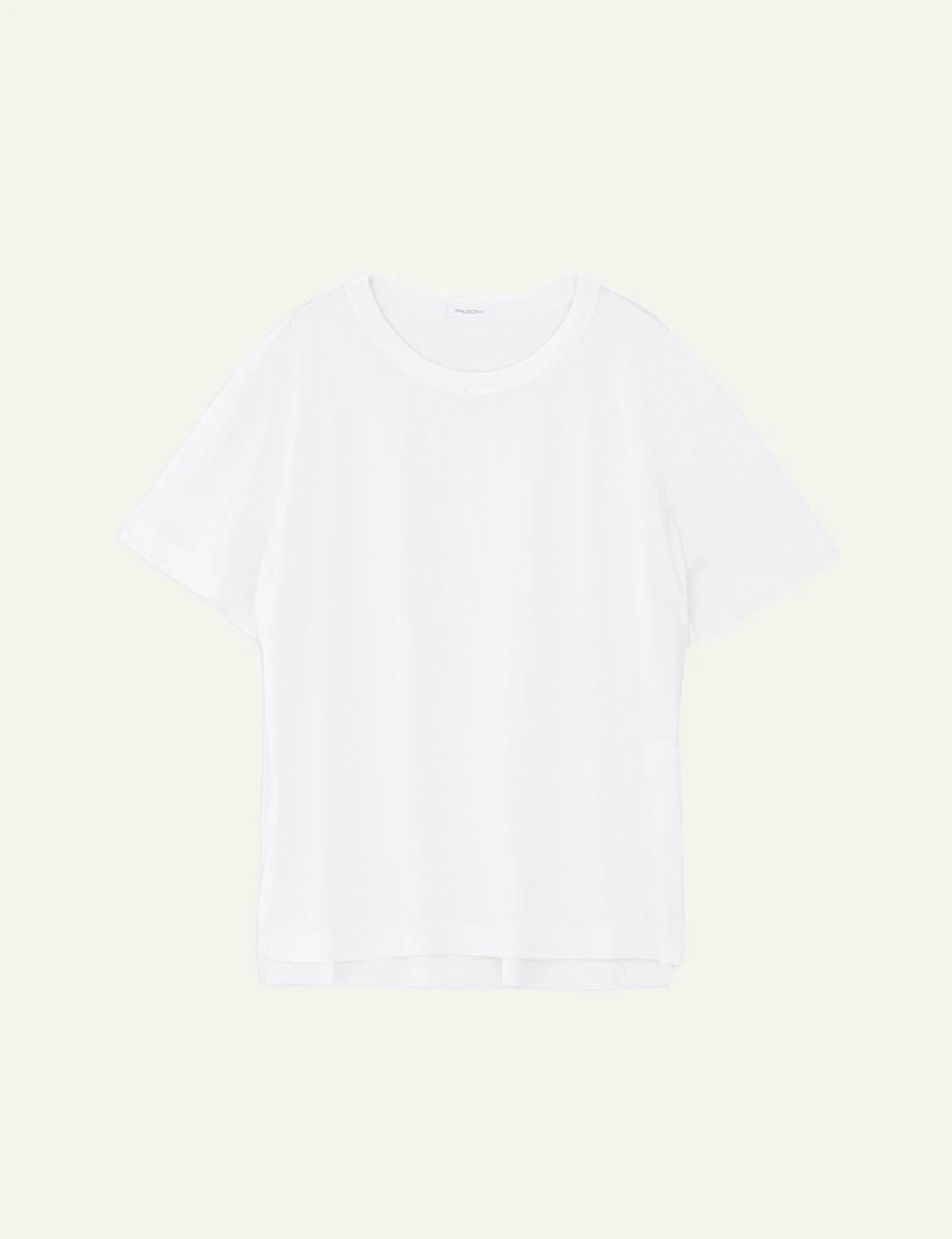 Philosophy oversized long t shirt white relaxed fit tee front flat view