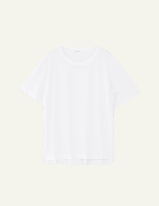 Philosophy oversized long t shirt white relaxed fit tee front flat view