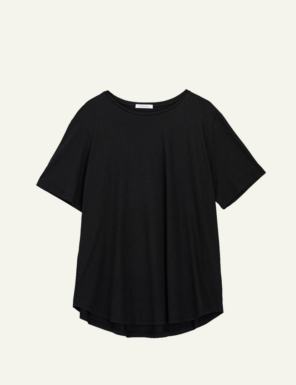 Philosophy oversized t shirt black loose fit short sleeve round neck front view