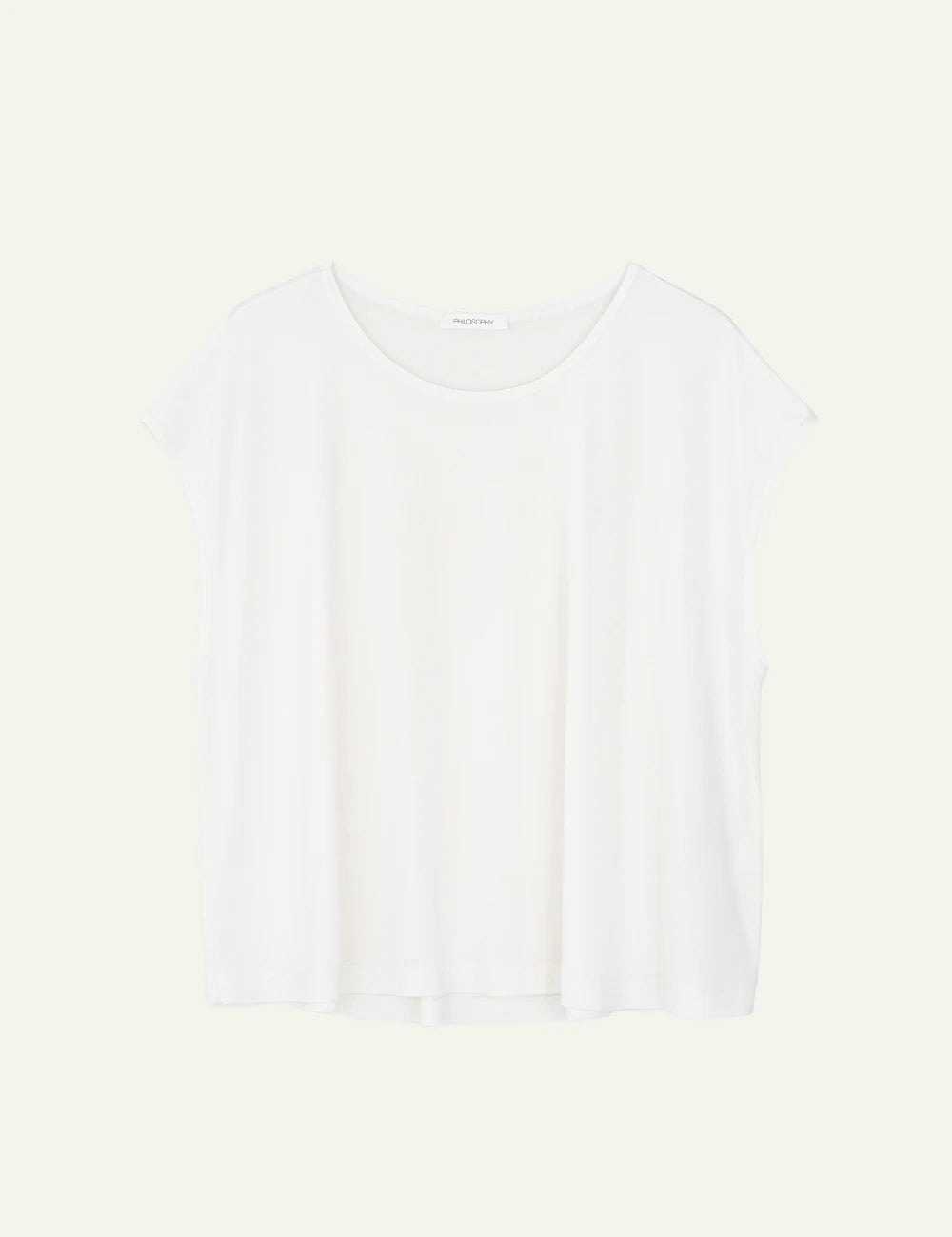 Philosophy oversized t shirt white loose fit short sleeve round neck front view