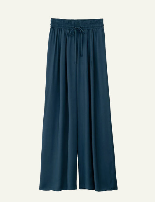 Philosophy petrol wide leg pants elastic waist front view