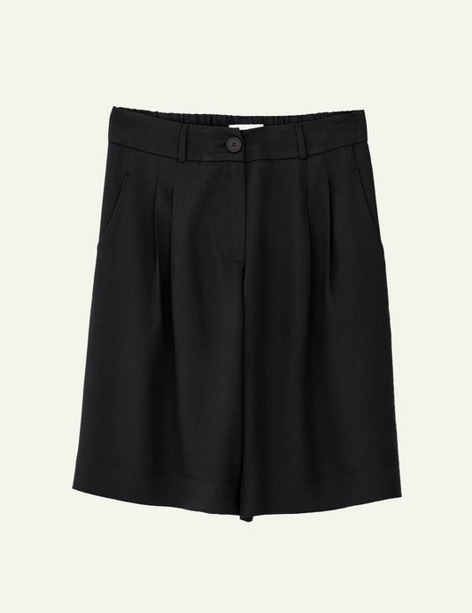 Philosophy pleated shorts black tailored front flat view