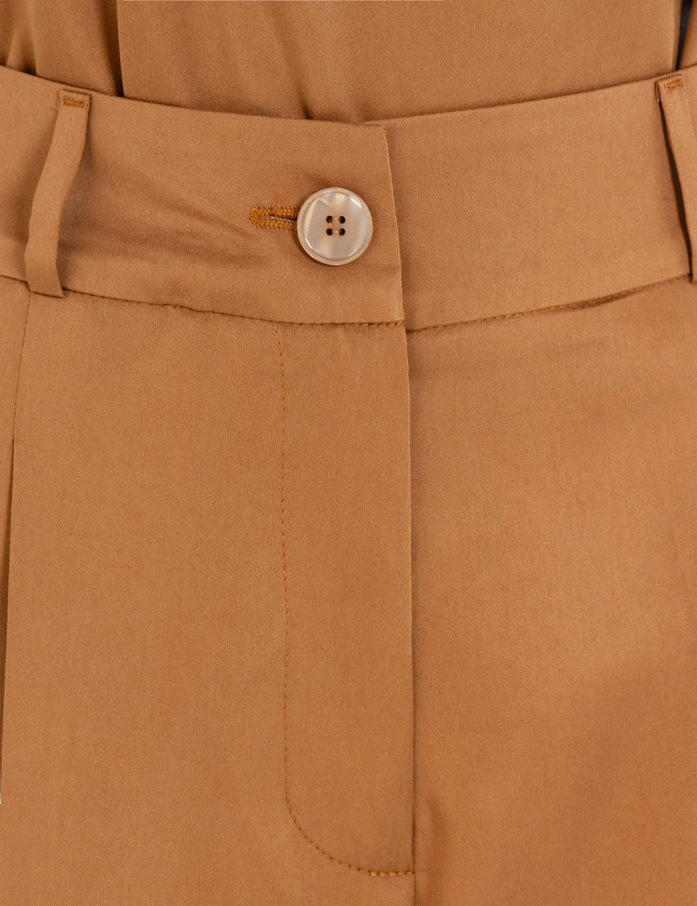 Philosophy pleated shorts camel tailored front detail view