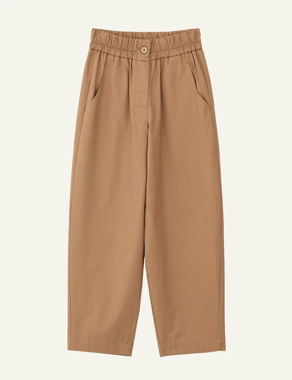 Philosophy poplin barrel pants camel relaxed fit front flat view