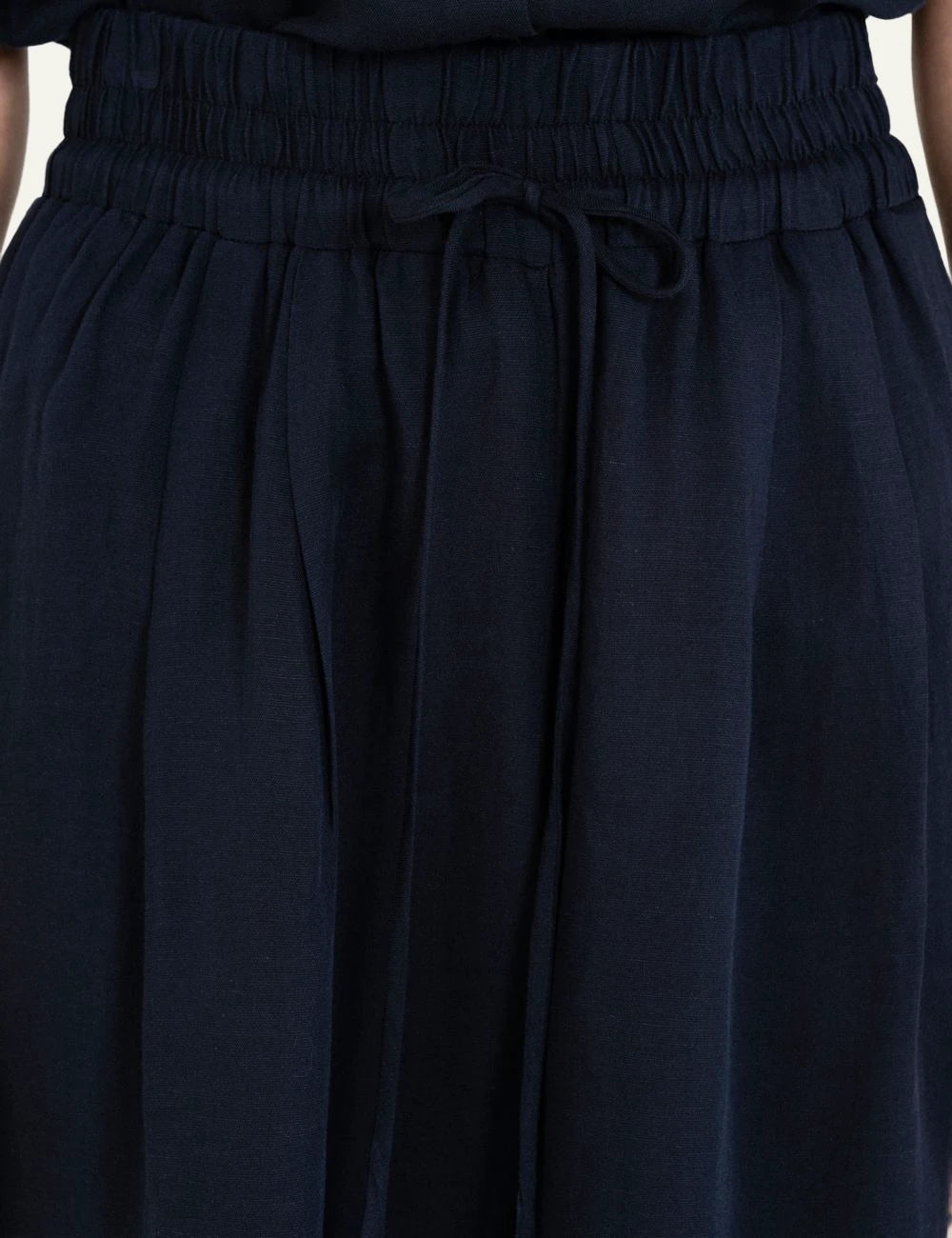 Philosophy gauze jupe culotte blue black elastic waist detail front