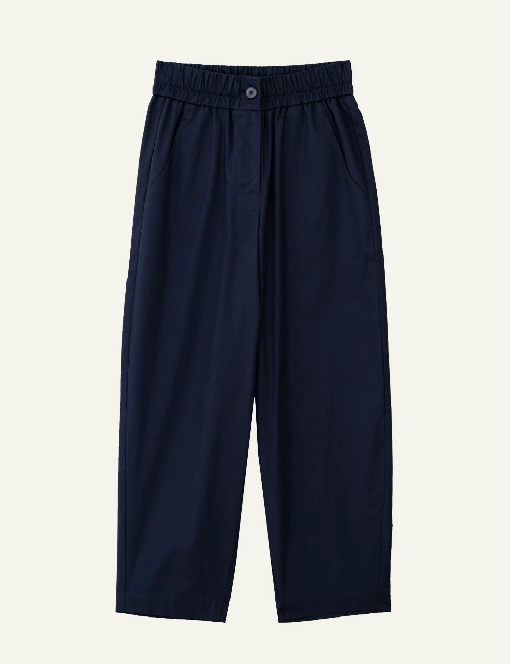 Philosophy poplin barrel pants dark blue flat lay fron