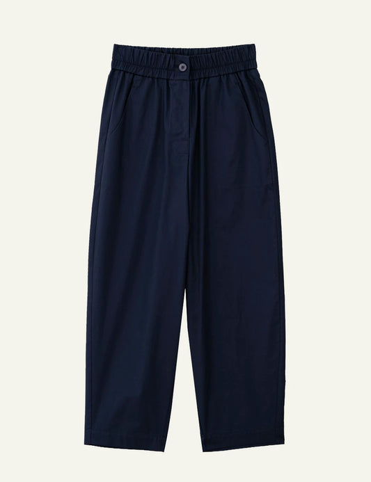 Philosophy poplin barrel pants dark blue flat lay fron
