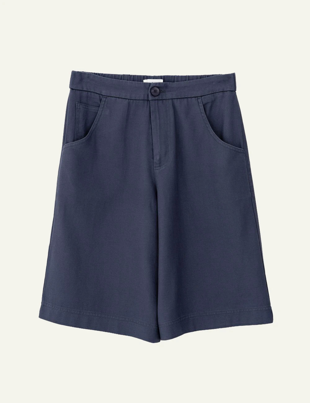 Philosophy twill linen shorts blue flat lay front view