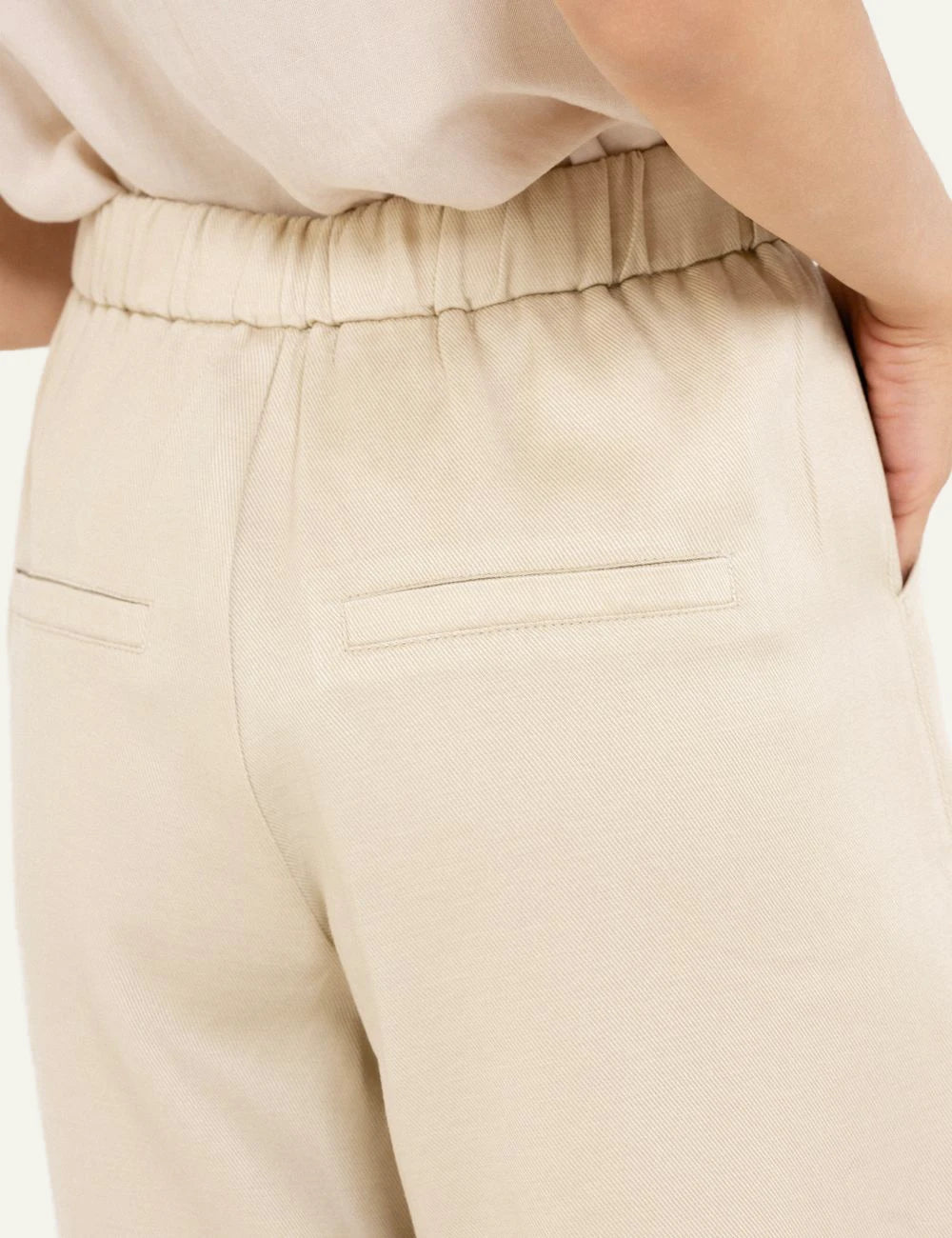 Philosophy twill linen shorts light beige back detail elastic waist