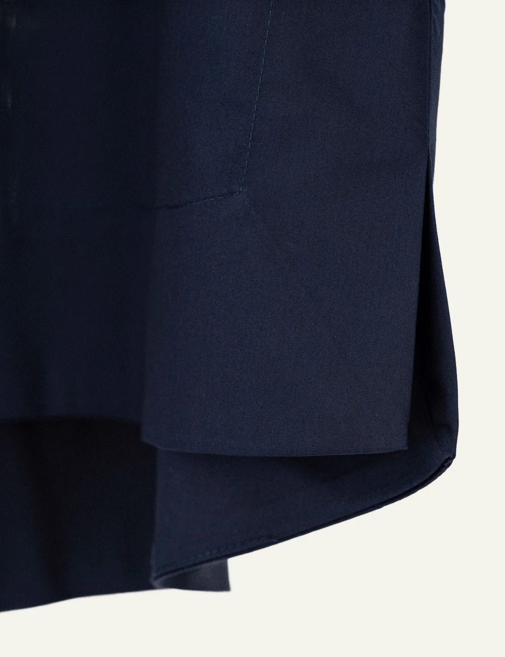 Philosophy poplin loose top dark blue fabric close up