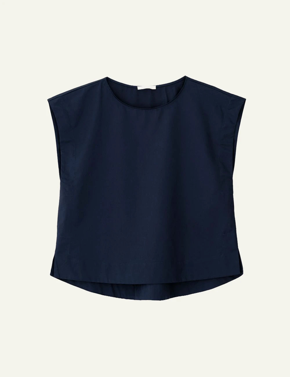 Philosophy poplin loose top dark blue front view