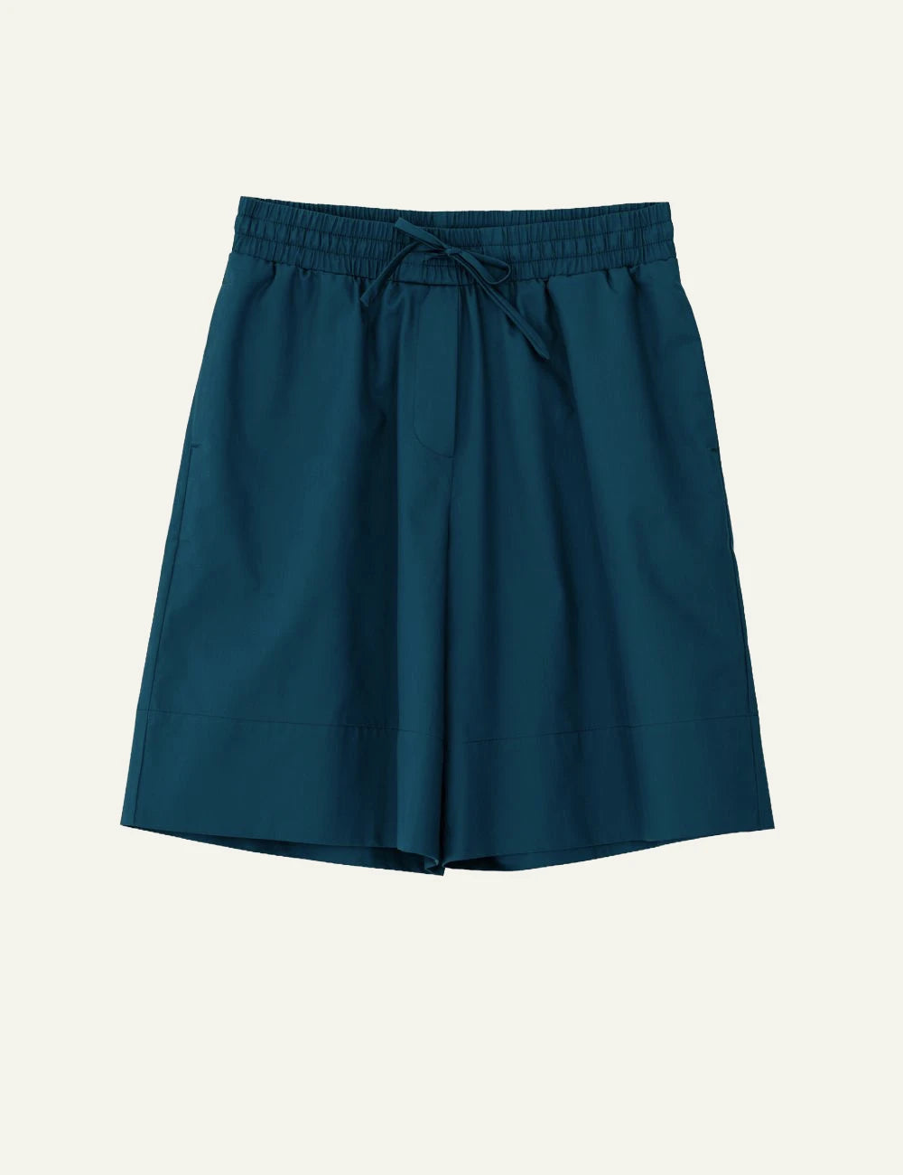 Philosophy poplin shorts dark emerald front elastic waist