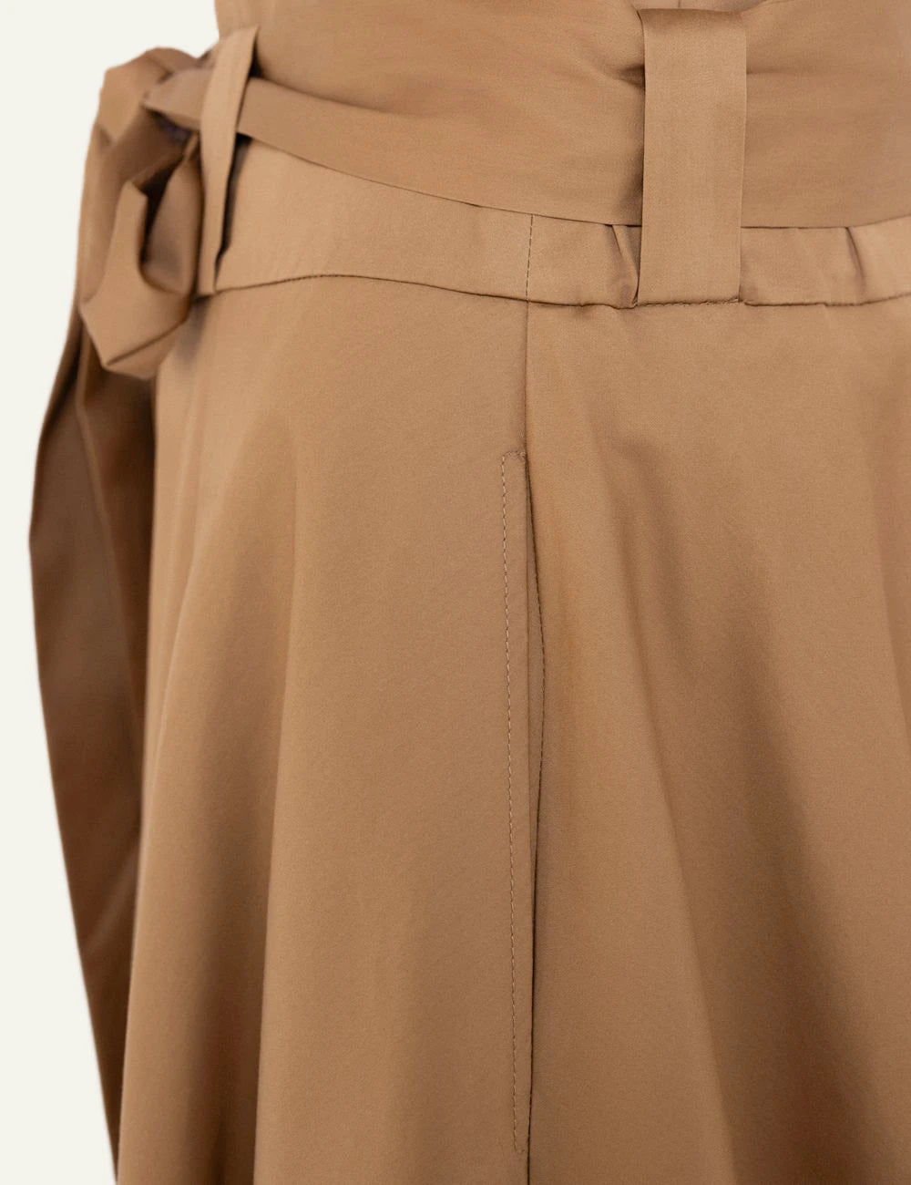 Philosophy poplin skirt camel waist tie detail