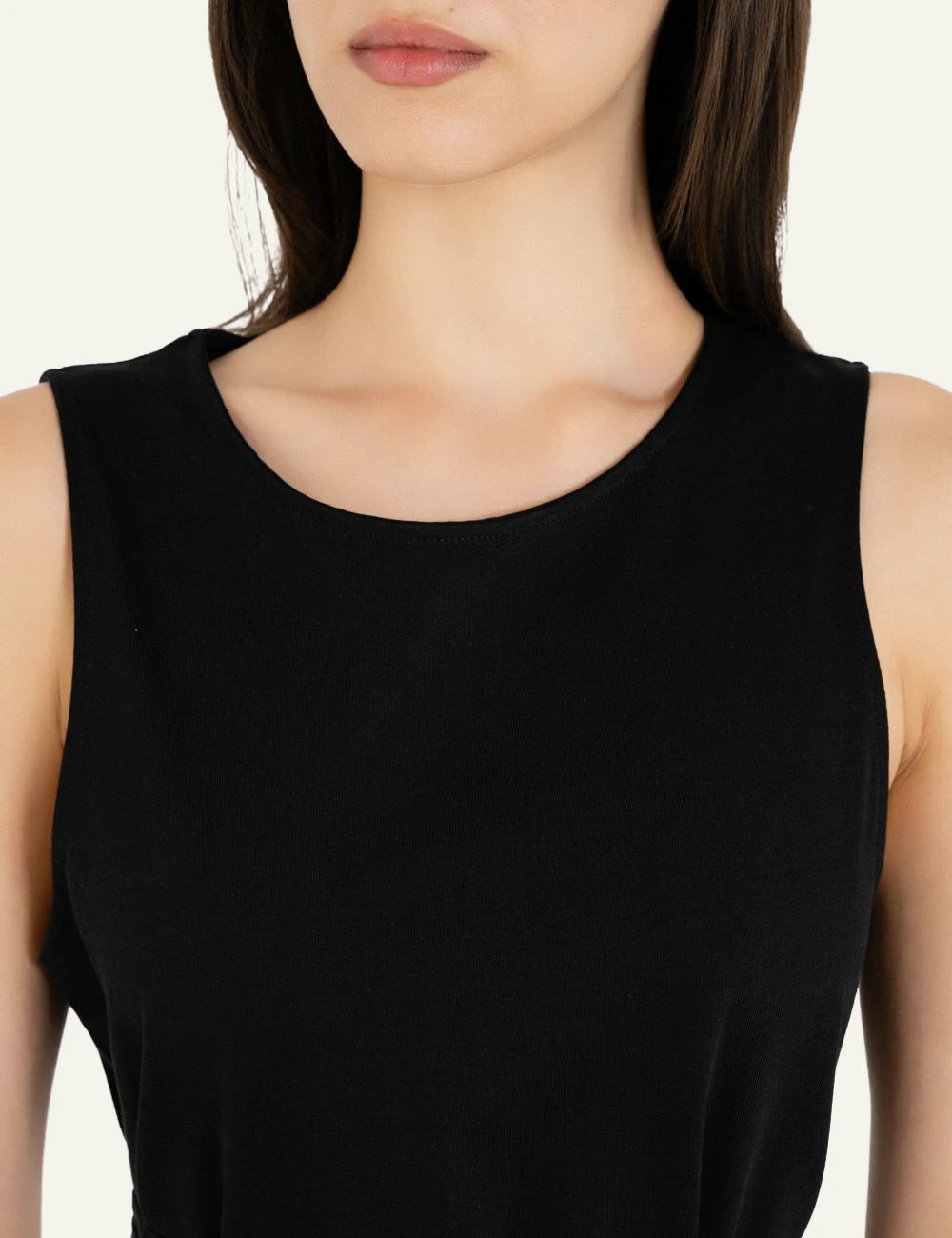 Philosophy sleeveless dress black front neckline detail