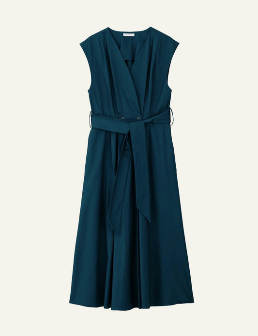 Philosophy poplin wrap dress dark emerald front view
