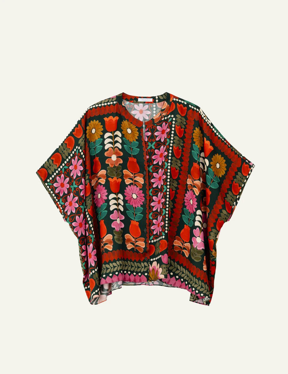 Philosophy print oversized shirt multicolor floral satin front flat view