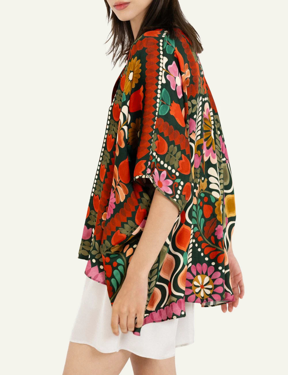 Philosophy print oversized shirt multicolor floral satin side view