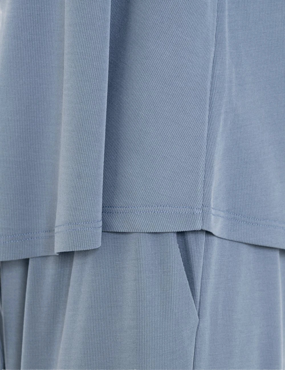 Philosophy rib halter neck top dusty blue hem and fabric detail