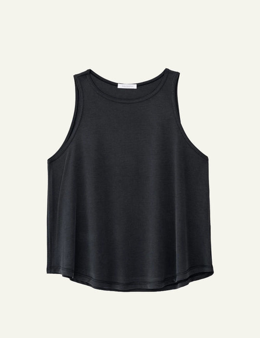 Philosophy rib halter neck top off black front view