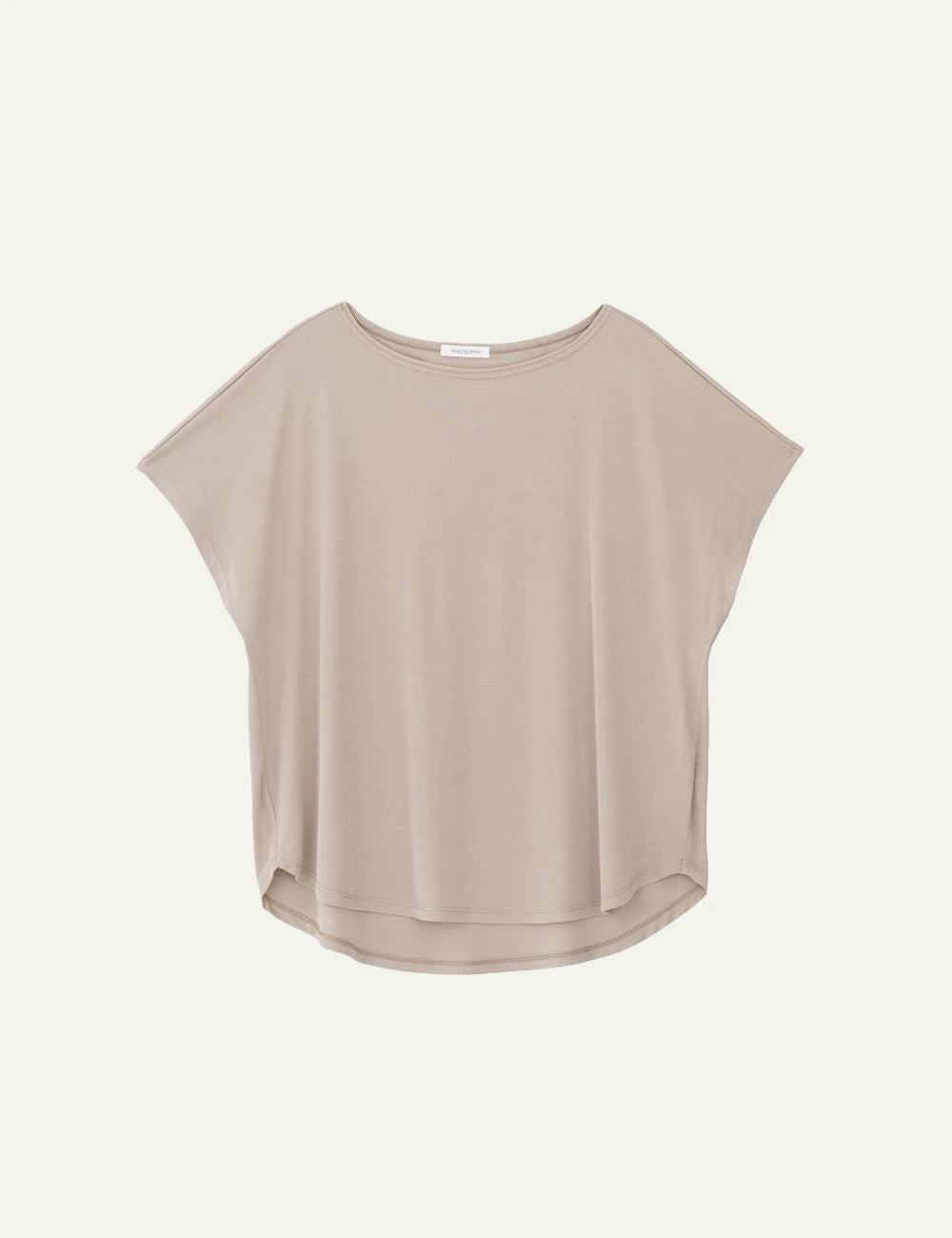 Philosophy rib oversized top light beige relaxed fit front view
