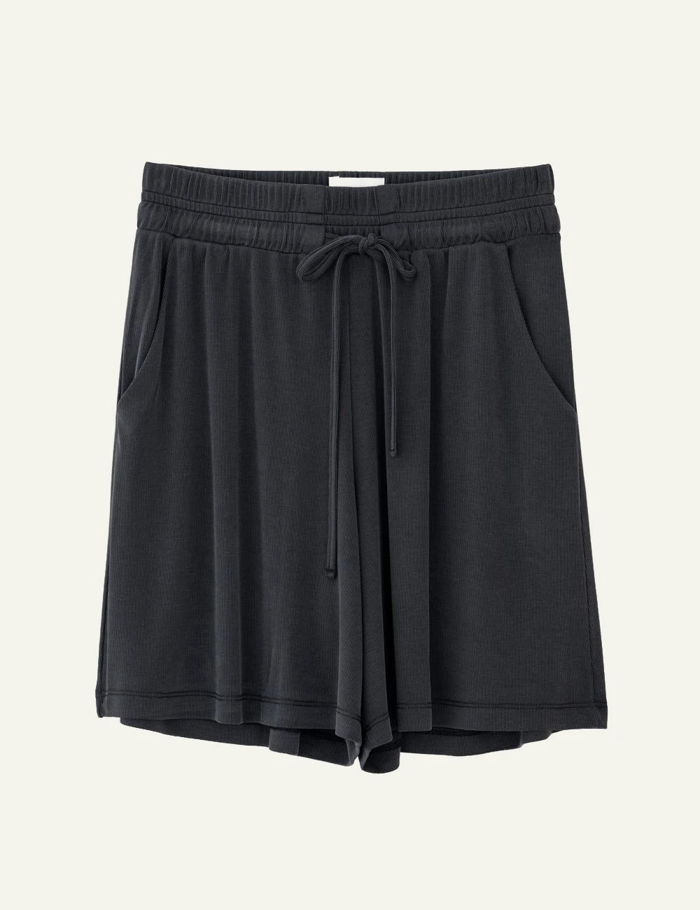 Philosophy rib shorts dark grey relaxed fit front flat view