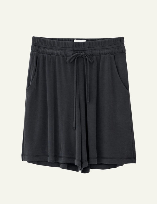 Philosophy rib shorts dark grey relaxed fit front flat view