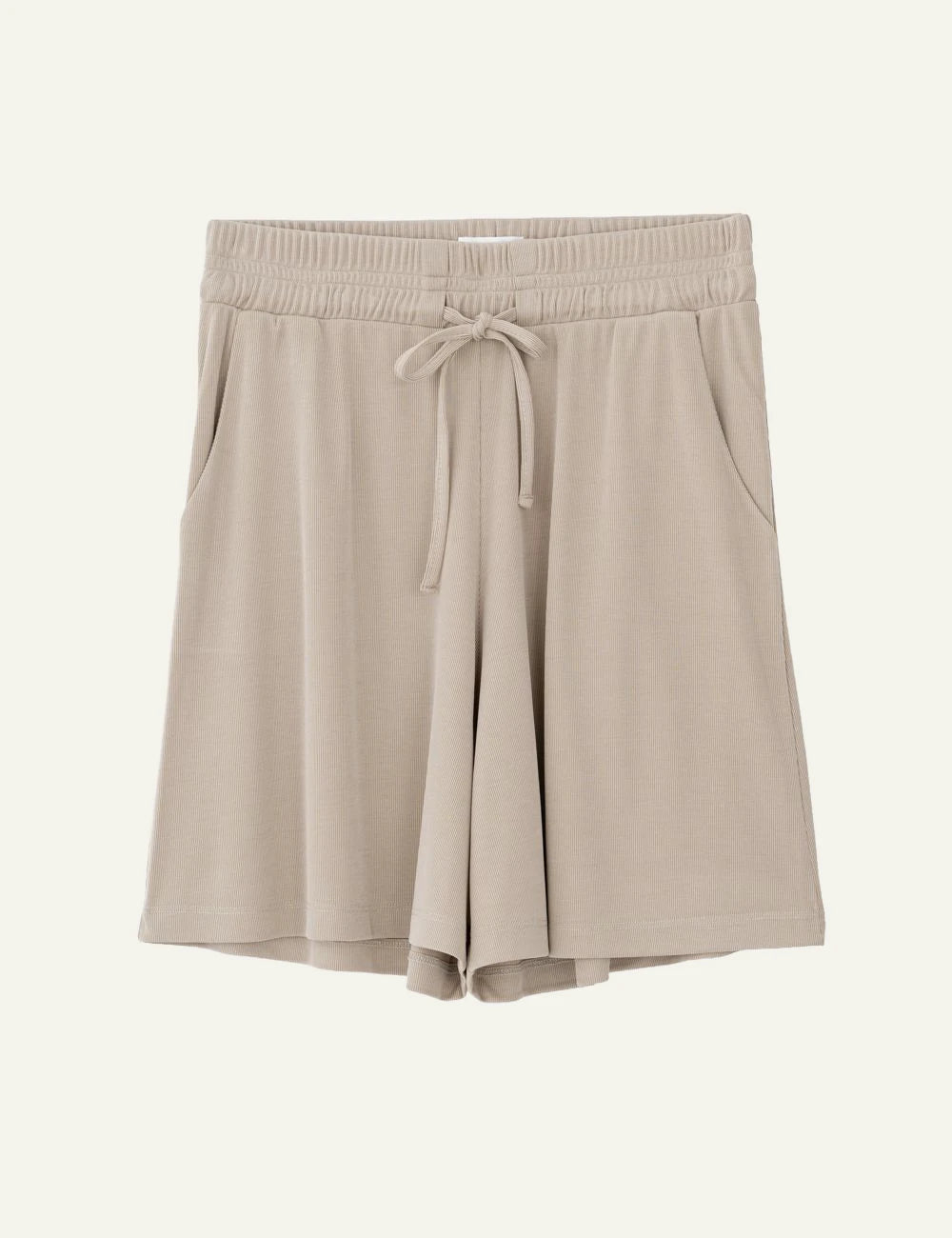 Philosophy rib shorts light beige relaxed fit front flat view